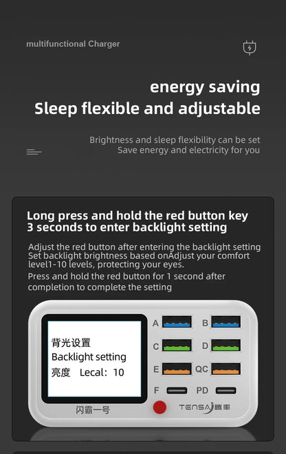 Multi functional 8-port USB Wireless Fast Charging Station Visual Current Detection Charger For Mobile Phone iPad Flash Charging