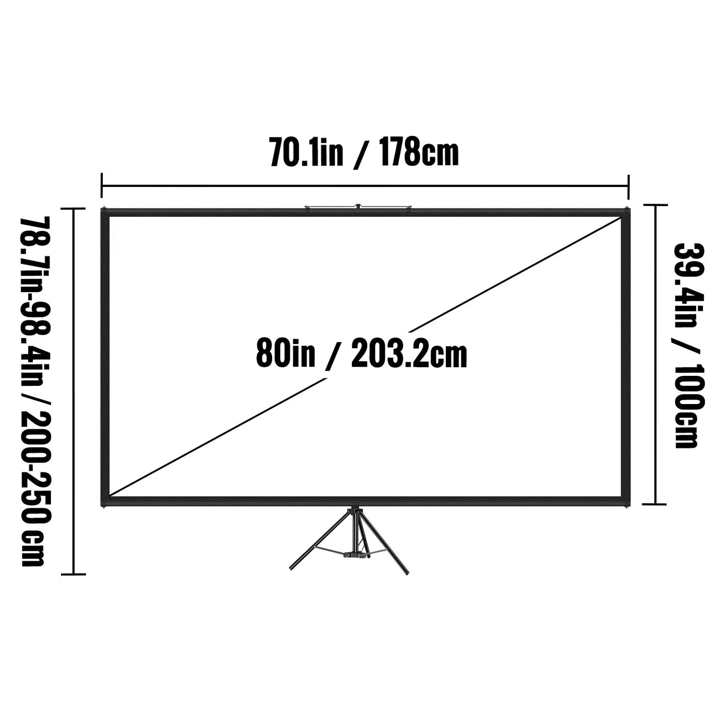 VEVOR Tripod Projector Screen with Stand 100inch 16:9 - Small Enterprise