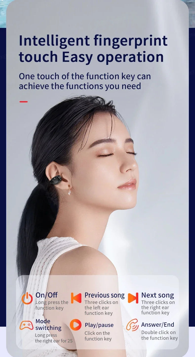 Wireless Headphones Bluetooth 5.3 Earphones With Mic Single in-Ear Sports Waterproof TWS Earbuds Bluetooth Handsfree Headset