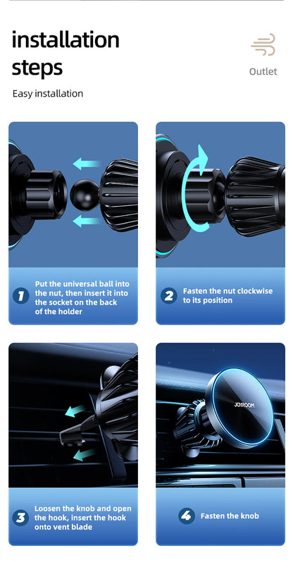 Joyroom Magnetic Car Phone Mount Wireless Fast Car Charger for iPhone Holder 15W Magnetic Car Phone Holder Mount Wireless