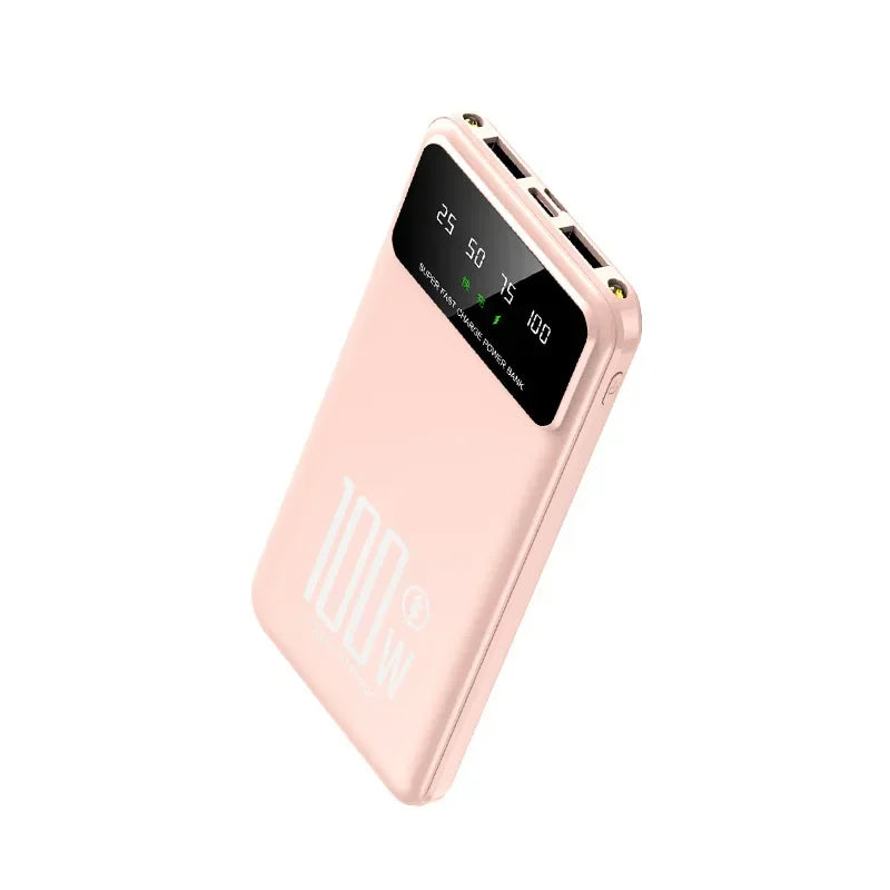 New Portable 100W Super Fast Charging Power Bank 30000mAh Large Capacity with LED Ligh Digital Display for IPhone Xiaomi Huawei