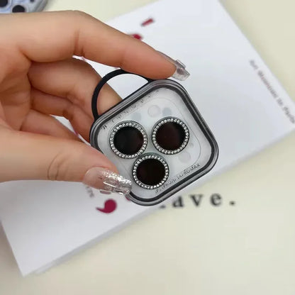 2-3Pcs Diamond Glitter Camera Protection For Iphone 15 16 Pro Max Plus Lens Tempered Glass On Iphone 16 15 Plus Metal Ring