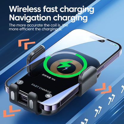 Auto Clamping Wireless Car Charger 15W Fast Charging Car Charger Phone Mount Phone Holder for iPhone 16 15 14 13 12 11 Pro Max