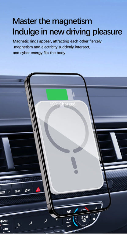15W Magnetic Car Wireless Charger & Phone Holder - Smallenterprised 