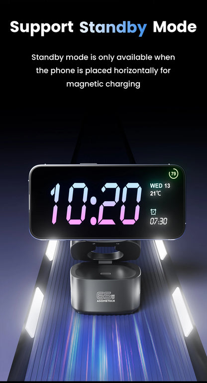 65W GaN USB Type C Wireless Charger Station 5 In 1 USB C PD3 0 QC3 0 For Mackook iPad iPhone 16 AirPods iWatch Wireless Charger