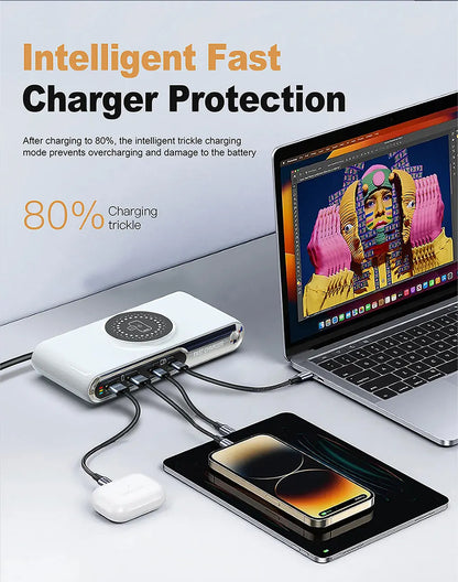 New 72W Multifunction Charger Wireless Charger 4-Port PD+QC USB Type-C Quick Charger Home Travel Office Convenient