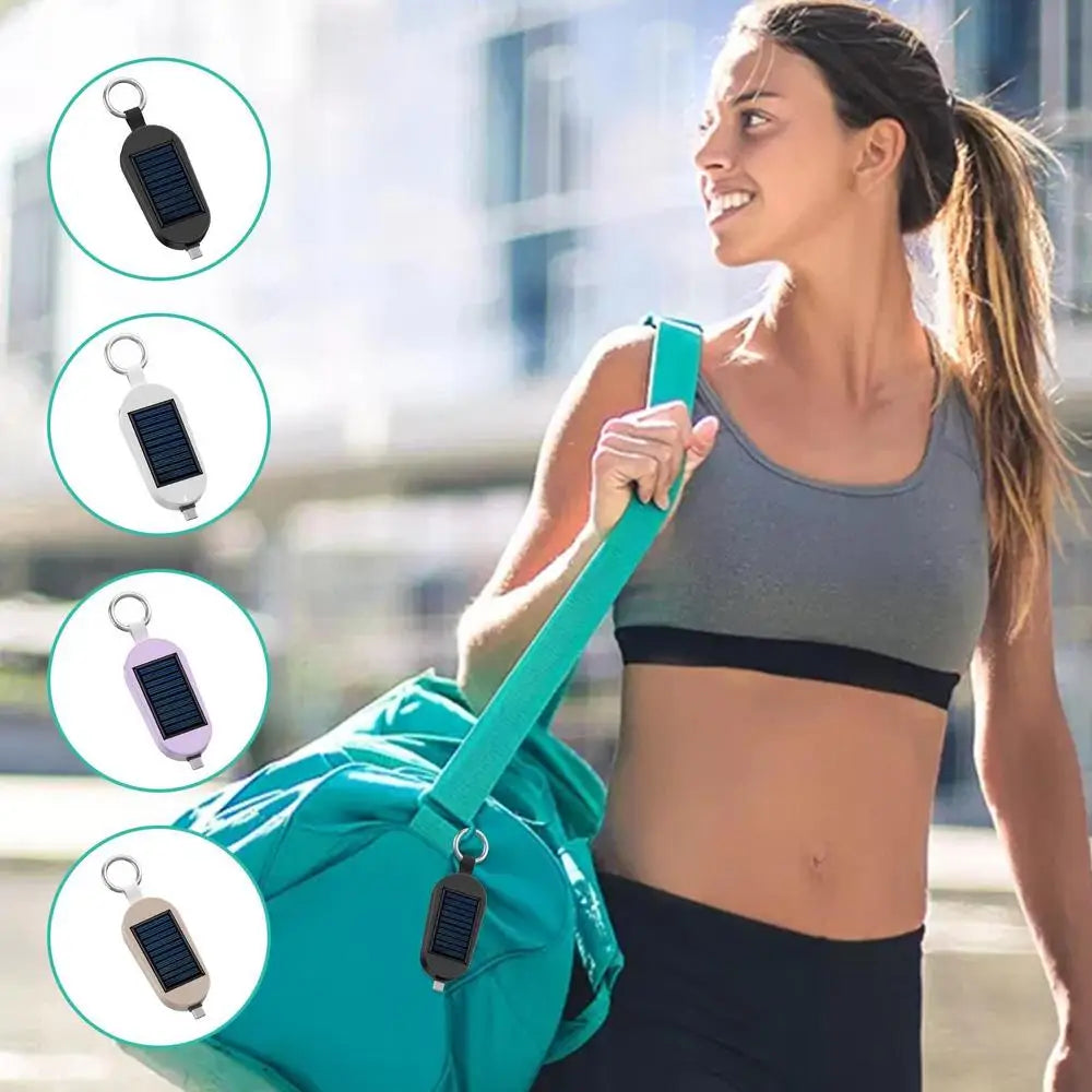 Solar Keychain Charger Solar Power Bank Fast Charging Wireless Charger Solar Pocket Chargers External Power Bank Keychain