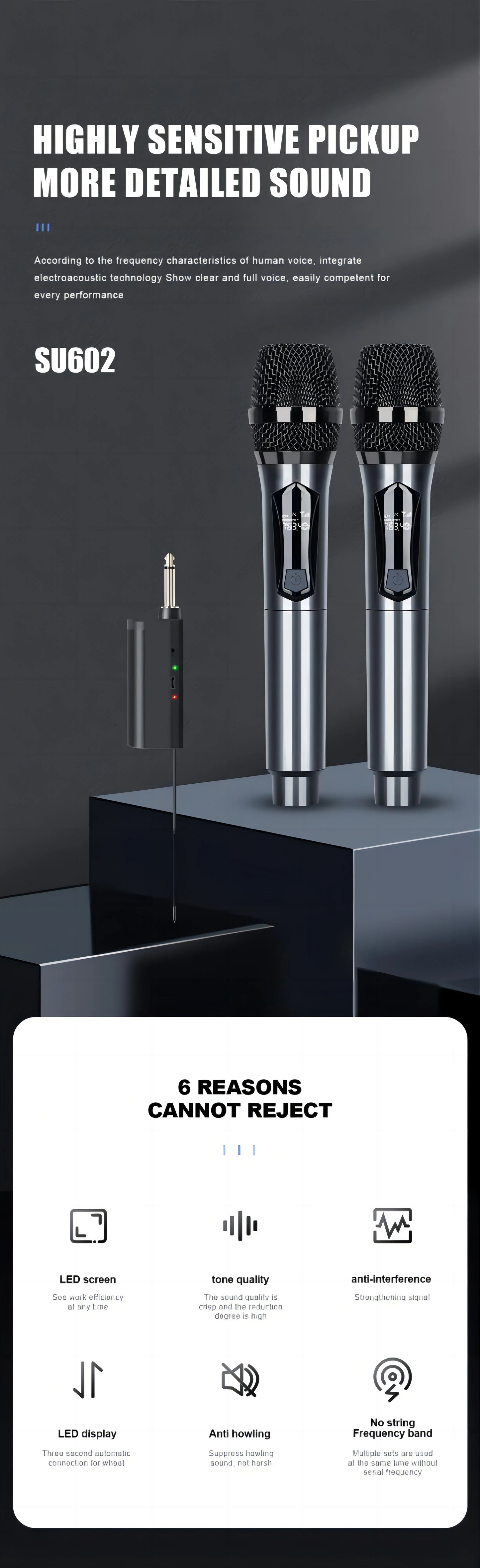 Wireless Microphone Original Professional Ultra High Frequency Heavy Duty Charging Type 4 Microphone Video Karaoke Singing