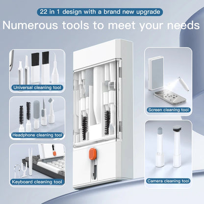 22-in-1 Multi-Function Cleaning Kit  for iPhone AirPods iPad Digital  Camera  PC Keyboard Phone Screen Headphones Cleaning Tools