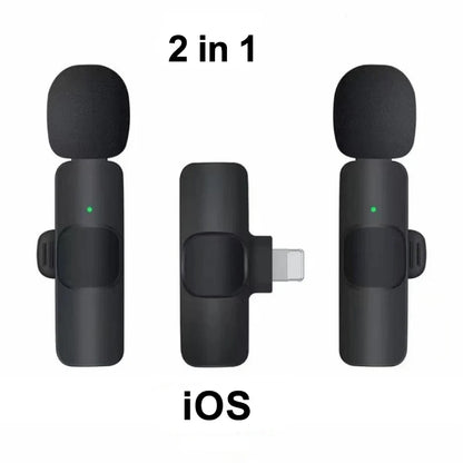 Wireless Lavalier Microphone Portable Audio Video Recording Mini Mic For iPhone Android Live Broadcast Gaming Phone With Receive