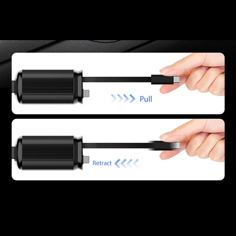 Car Charger Super Fast Charger 120W Retractable Cable Purple Starry