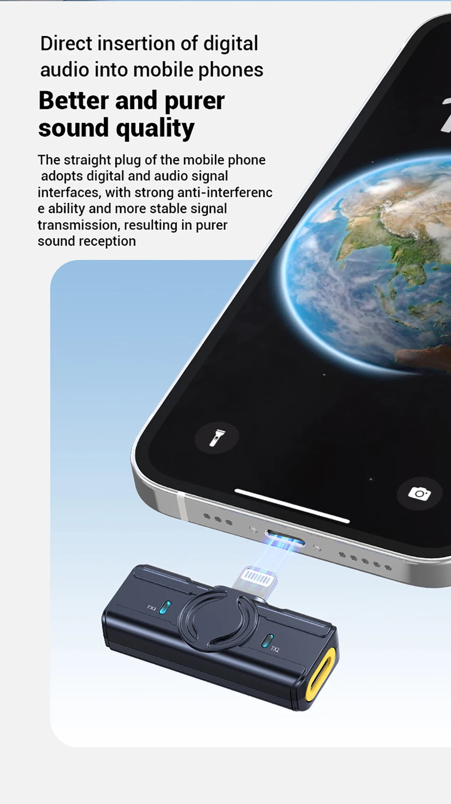 The new generation of noise-cancelling wireless microphones/lapel microphones are suitable for Android/iPhone/ Photo/PC/ laptops