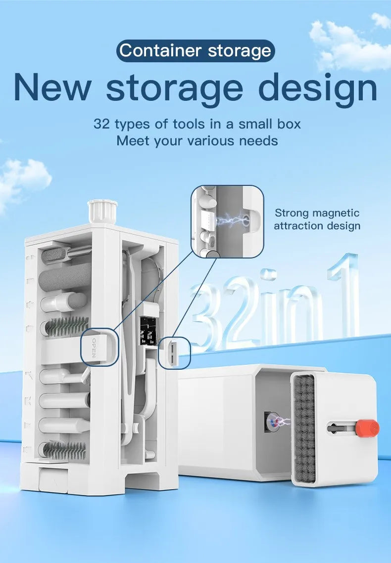 32in1 Multi-Functional Cleaning Kit For Laptop Keyboard Headphones Mobile Phone Monitor Portable Electronics Cleaning Tools