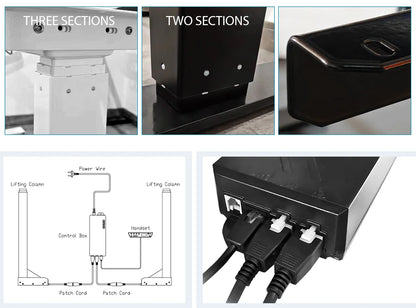 Black or White Electric Stand Up Desk Two/Three Sections Electric Dual Motor Height Adjustable Table Lifting Desk Frame