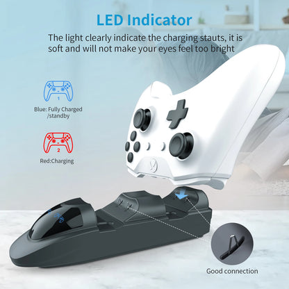 Controller Charger Station with 2x3600mWh Rechargeable Battery Packs for Xbox One/Series X|S Controller, Dual Charging Dock for