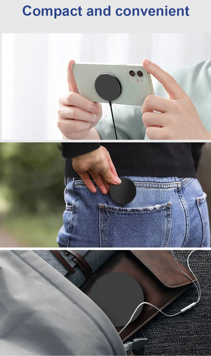 Wireless Charger 15W Compact And Convenient Black For Iphone 15/14/13/12/11/Pro/Max/Se 2020/Xs/Xr/X/8 Plus