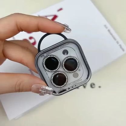 2-3Pcs Diamond Glitter Camera Protection For Iphone 15 16 Pro Max Plus Lens Tempered Glass On Iphone 16 15 Plus Metal Ring