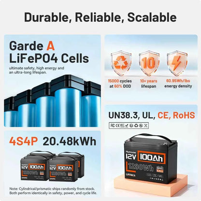 Humsienk 12V 100AH LiFePO4 Battery for RV/Camping