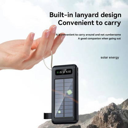 Solar Power Bank 50000mAh Large Capacity Mobile Power Fast Charging Battery Dual Usb 4 Cables LED Digital Display For IPhone