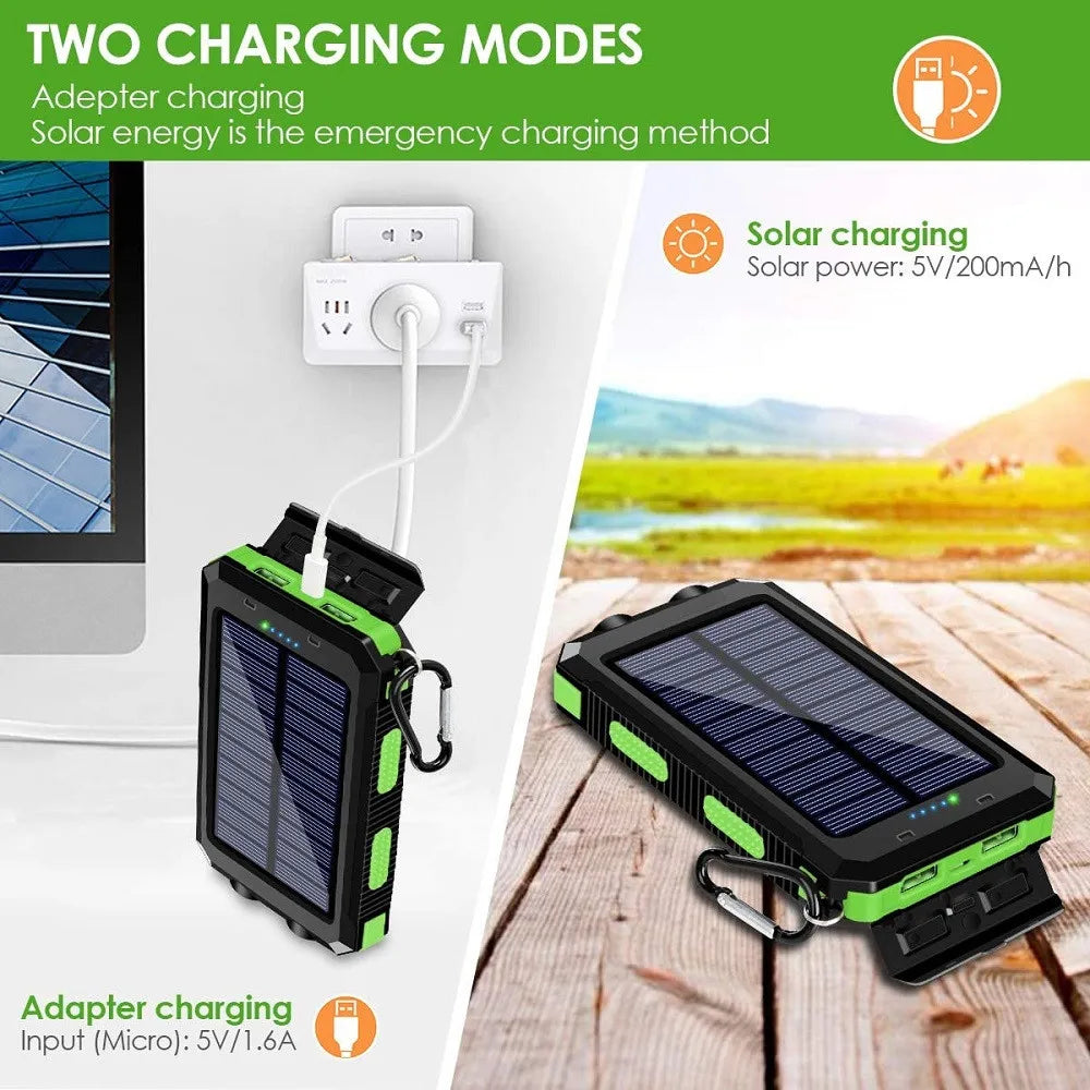 Solar Power Bank 80000mAh Portable Charging Poverbank External Battery Charger Strong Light LDE Light for All Smartphones