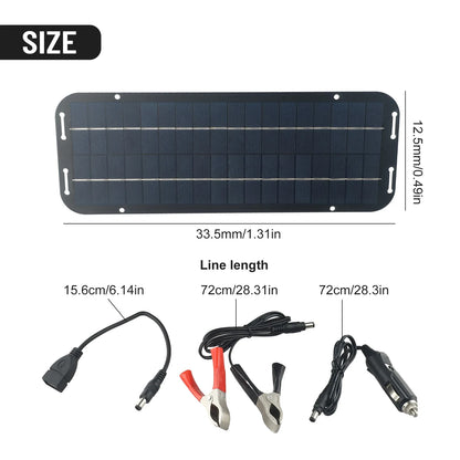 60W Solar Panel Charger Car Motorcycle Kick Scooter Portable Solar Panel Car Charger Battery Efficient Maintenance  For Caravan