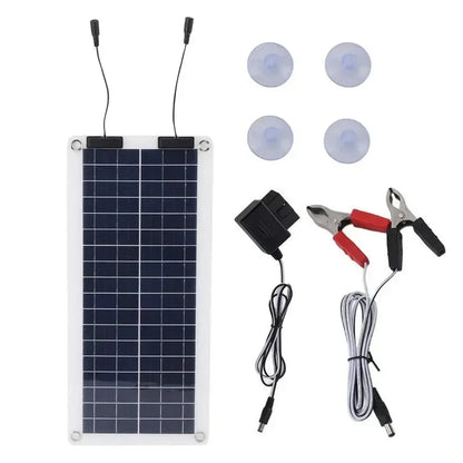 Solar Panel Charger 100W Waterproof Trickle Charger Solar Battery Maintainer Dual Output For 12V-24V Car RV Boat Motorcycle