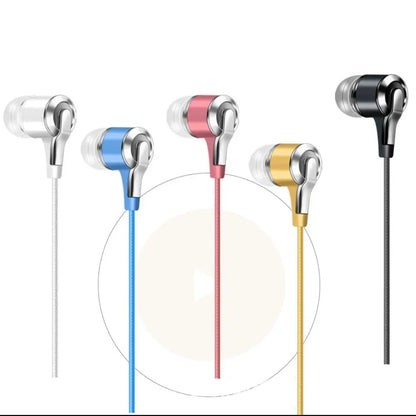 Wired Headphones 3.5mm Sport Earbuds Heavy Bass Wire Controlled In-ear Phone Earphones Stereo Headset with Mic Music Gaming