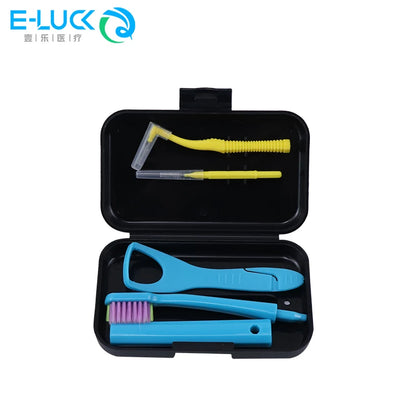 Dental Cleaning Care Kits Portable Travel Oral Cleaning Kits Detachable Toothbrush Interdental Brush Tongue Scraper Storage Case