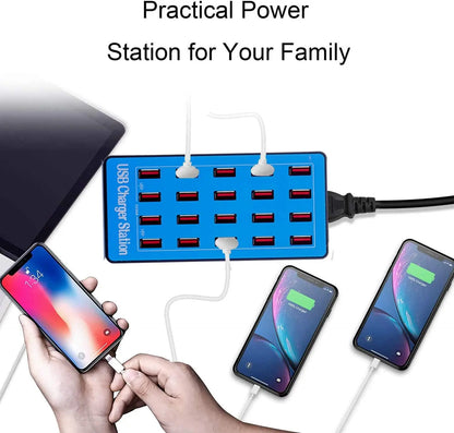 USB Charger Station 20-Port 100W Multiple Charging Station Multi Ports USB Charger Charging for Smartphones,Tablets, USB Devices