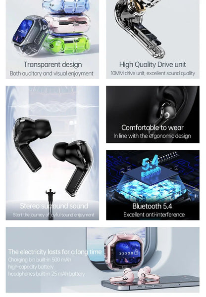 Wireless Bluetooth-compatible Earphones Air31 intelligent Touch Color LCD Screen TWS Earbuds HIFI Noise Reduction Stereo Headset