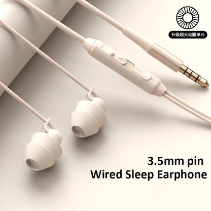 Wired Sleep Earphones 3.5mm-Pin In Ear Soft Headsets Noise Cancelling Wired Headphone with Mic Bass HiFi Stereo Silicone Earbuds
