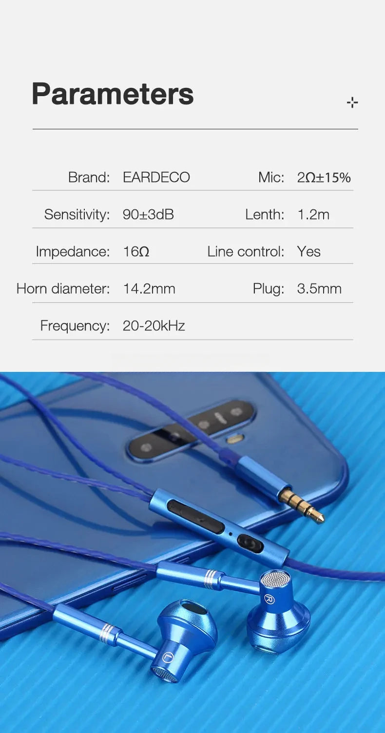 Wired Headphones Bass 9D Stereo Earphones Mic Headphone Headset in-ear Wire Earphon Earbud Phone Headset with Microphone