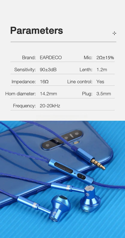 Wired Headphones Bass 9D Stereo Earphones Mic Headphone Headset in-ear Wire Earphon Earbud Phone Headset with Microphone