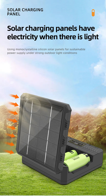 Solar Power Generation Solar Lithium Battery Smart Charger Type-C USB Four-Slot for 3.7V 18650/26650/21700/14500 Batteries