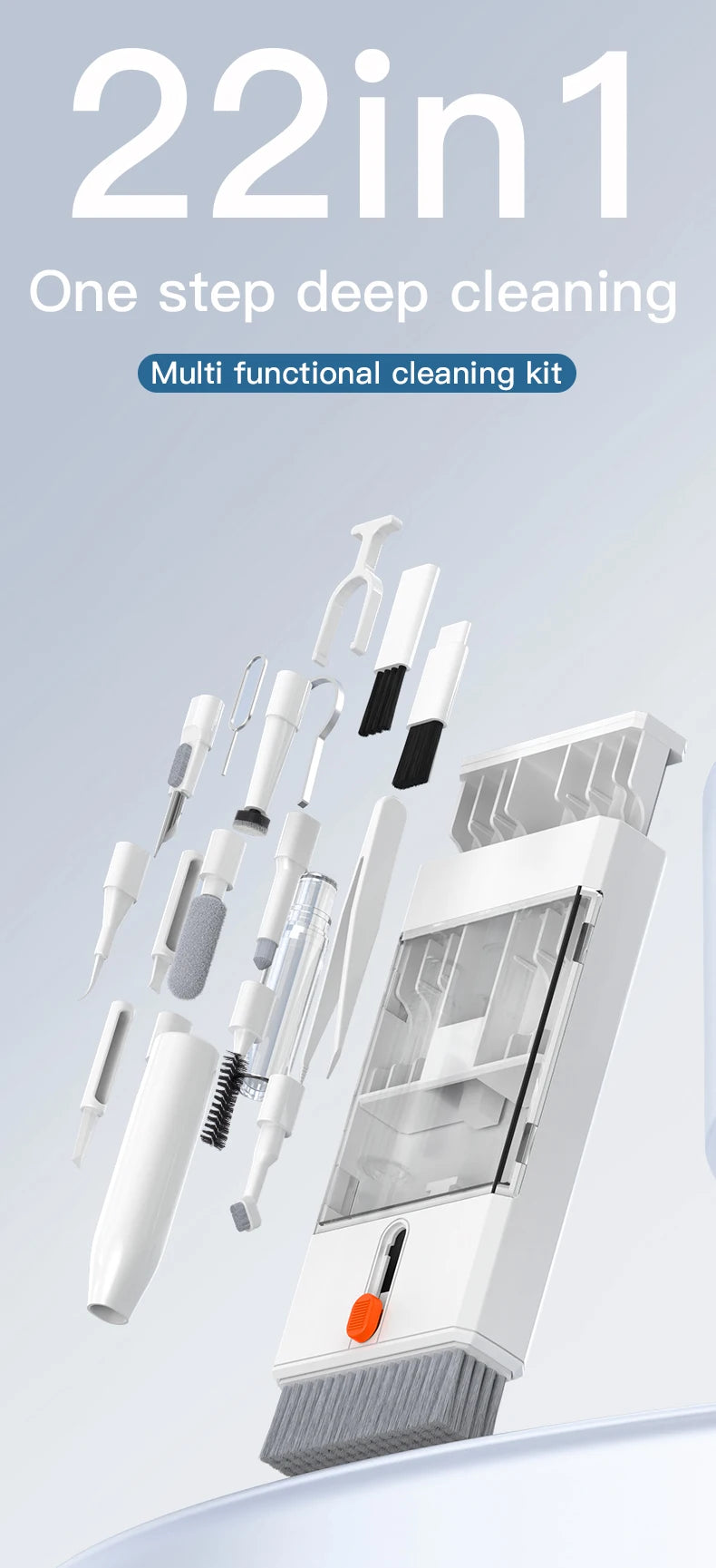 22-in-1 Multi-Function Cleaning Kit  for iPhone AirPods iPad Digital  Camera  PC Keyboard Phone Screen Headphones Cleaning Tools