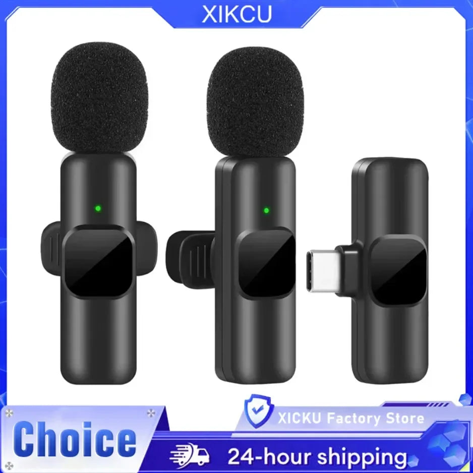 Portable Wireless Lavalier Microphone Audio Video Recording Mini Mic For iPhone Android Live Broadcast Gaming Phone With Receive