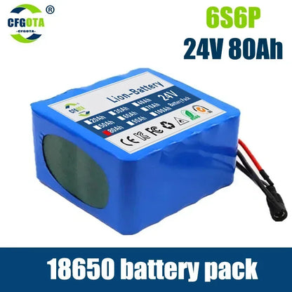 24V 100Ah Lithium Battery 6S6P Rechargeable Battery Packs Electric Scooter Bicycle Batteries Solar BMS+ Charger