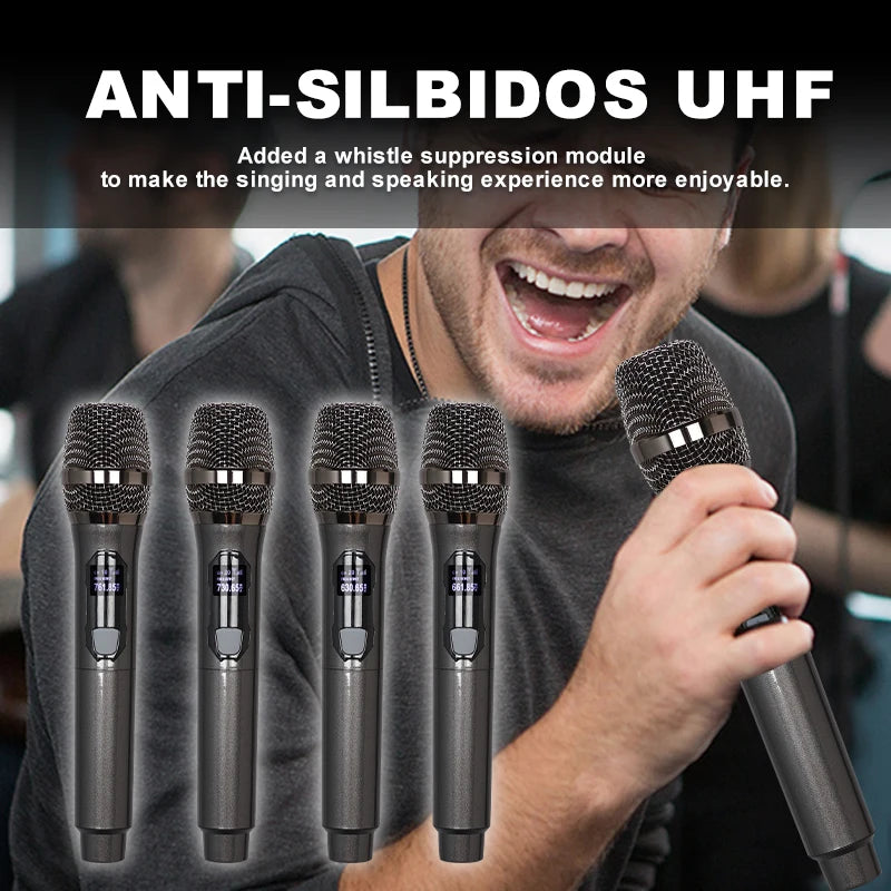 Wireless Microphone Original Professional Ultra High Frequency Heavy Duty Charging Type 4 Microphone Video Karaoke Singing