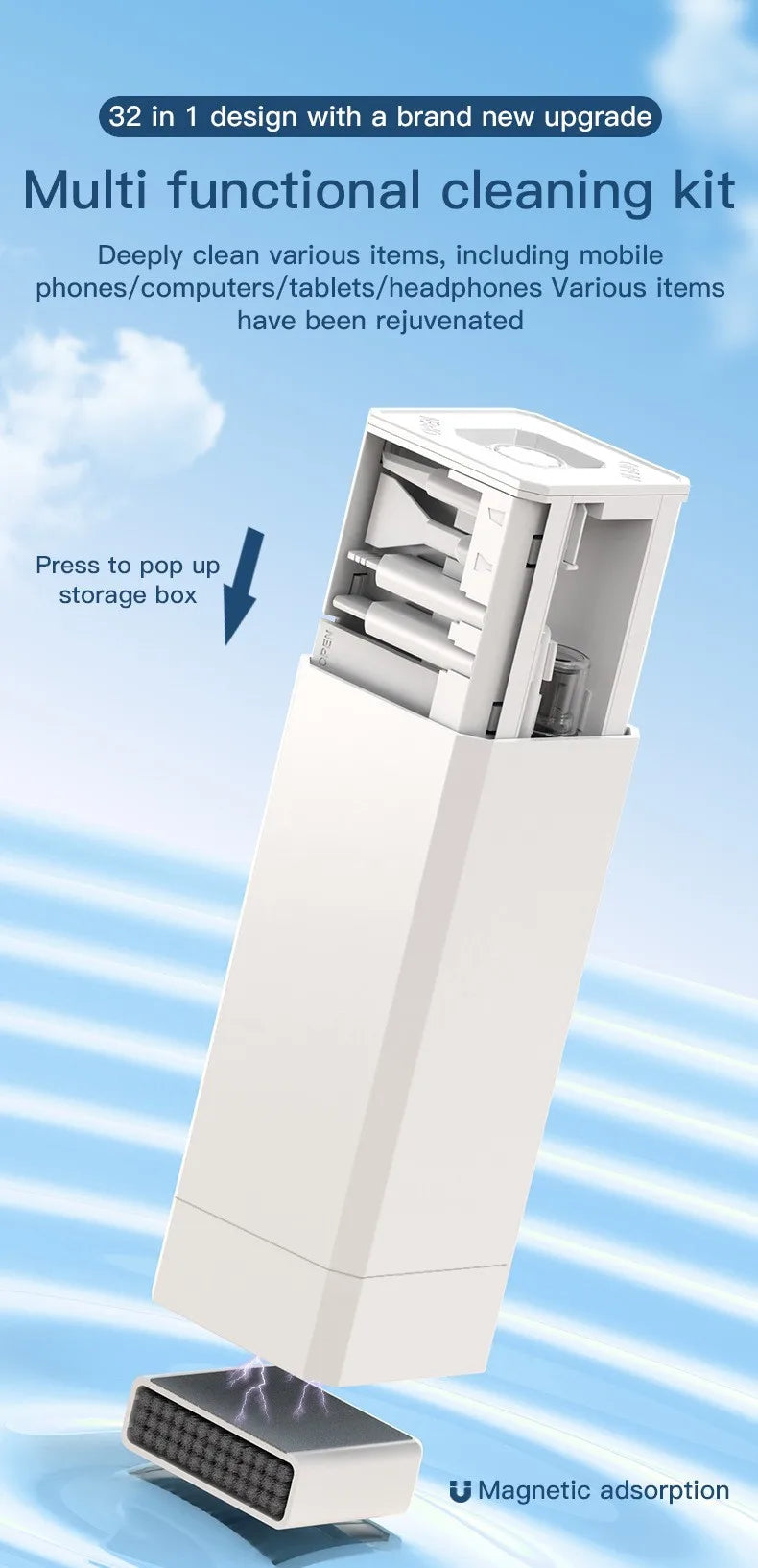 32in1 Multi-Functional Cleaning Kit For Laptop Keyboard Headphones Mobile Phone Monitor Portable Electronics Cleaning Tools