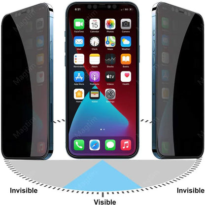 360 Degree Privacy Screen Protector For iPhone 16 15 14 13 12 11 Pro MAX XS Max XR Anti-Spy Screen Protector For iPhone 15 Plus