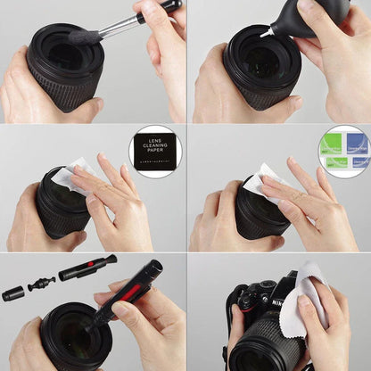 Camera Lens Cleaning Kit Professional Scratch Free Electronics Cleaning Tool Set with Air Blower Cleaning Brush Wipes Tweezers