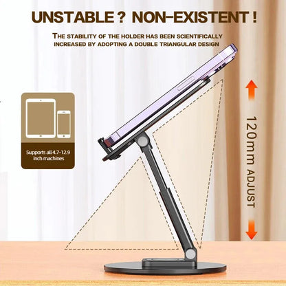 Universal Phone Stand for Desk 360 °   Rotating Multi-Angle Non-Slip Metal Base Foldable Holder for iPhone 13/14/15 pro Xiaomi S