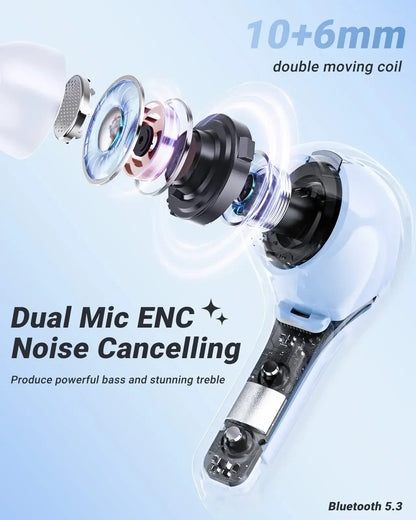 Bluetooth Earbuds Transparent with LED Digital Display Wireless In-Ear Earphone for Xiaomi Huawei iPhone Headphone