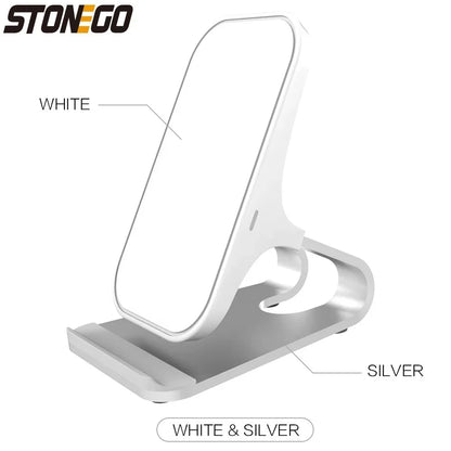 Wireless Charger Mount 10W 7.5W 5W Qi Fast Charging Pad 2 Coils Case Friendly Anti Slip Rubber Type C Input