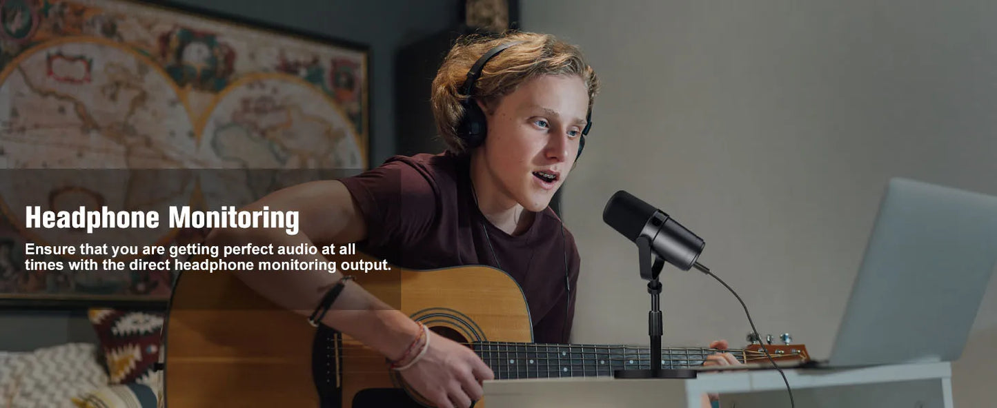 Dynamic Microphone for Podcasts Games Live Broadcast USB/XLR Touch Screen Control Sound Insulation Built-in Headset Output