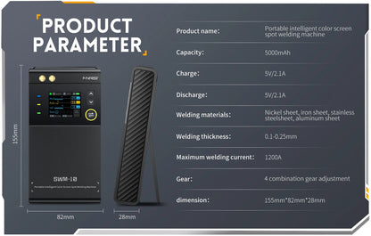 FNIRSI SWM-10 Precision DIY Assembly Device for 18650 Battery Packs, 5000mAh Built-in Power, Handles 0.25mm Material