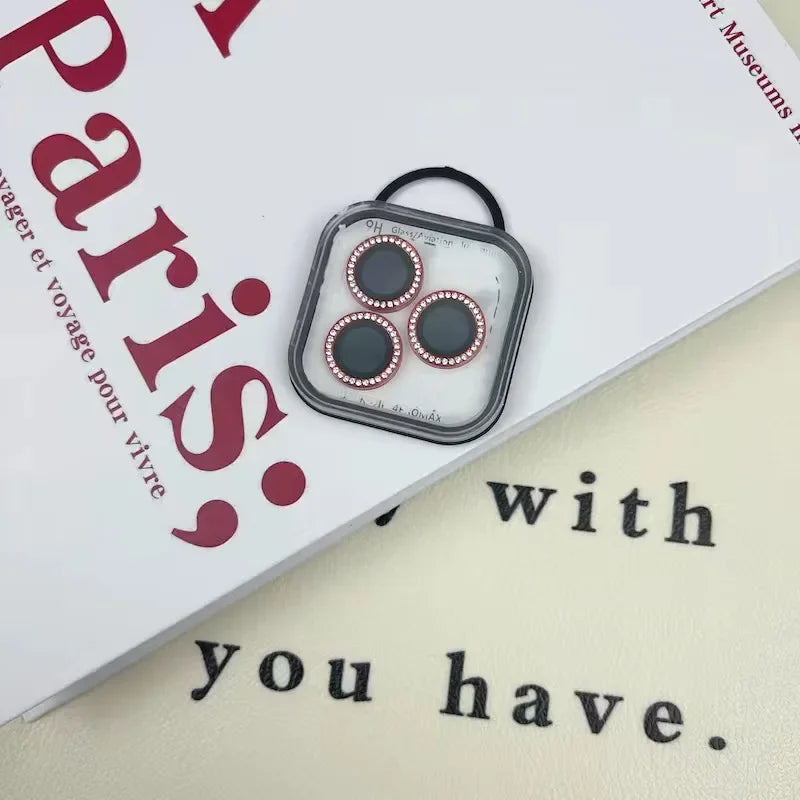 2-3Pcs Diamond Glitter Camera Protection For Iphone 15 16 Pro Max Plus Lens Tempered Glass On Iphone 16 15 Plus Metal Ring