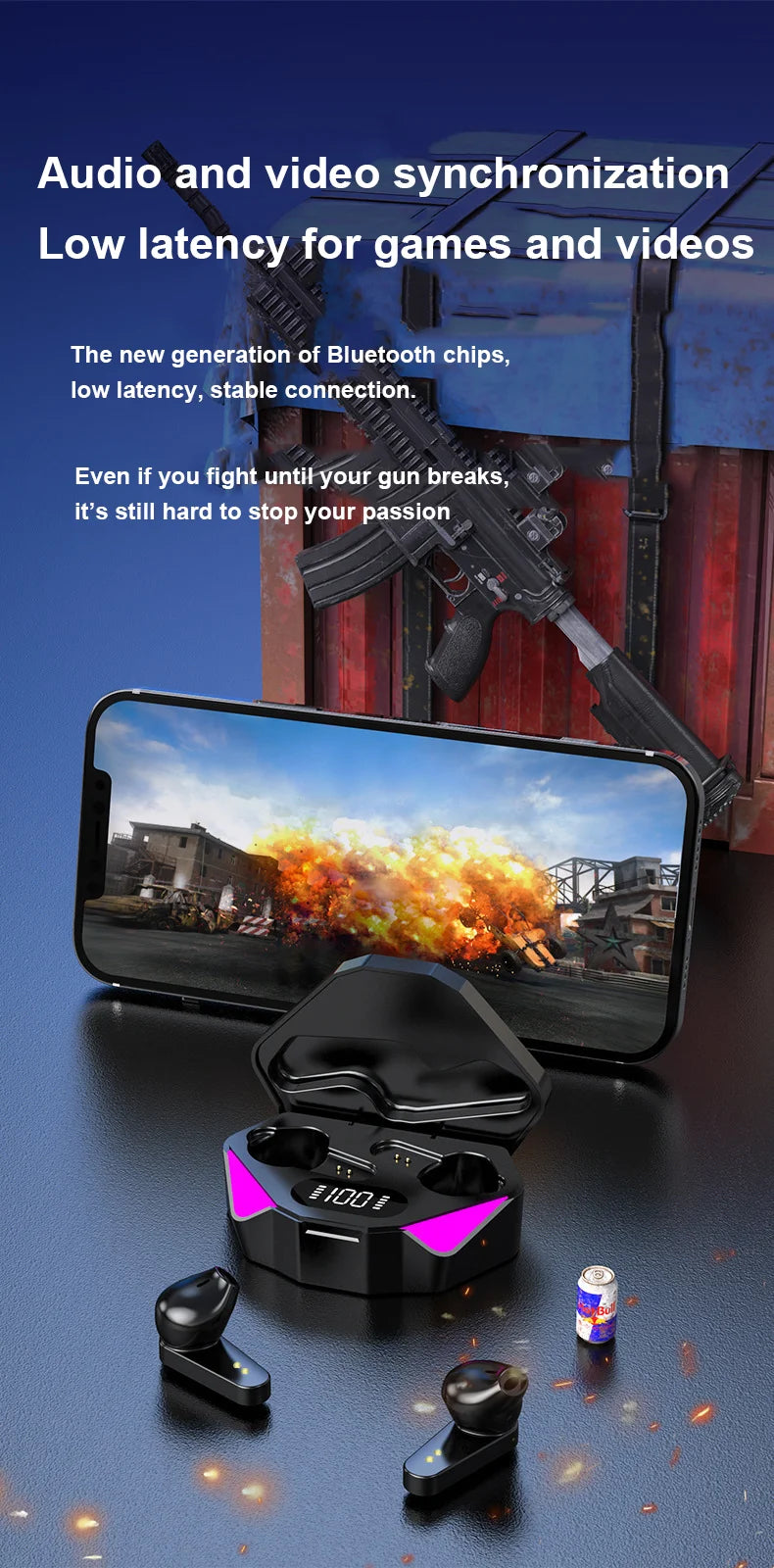 Bluetooth Earphones TWS Gaming Earbuds Wireless Headphones With Mic Bass Audio Sound 9D Stereo HiFi Headset For Xiaomi Lenovo