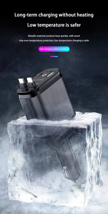 Car Charger Super Fast Charger 120W Retractable Cable Purple Starry