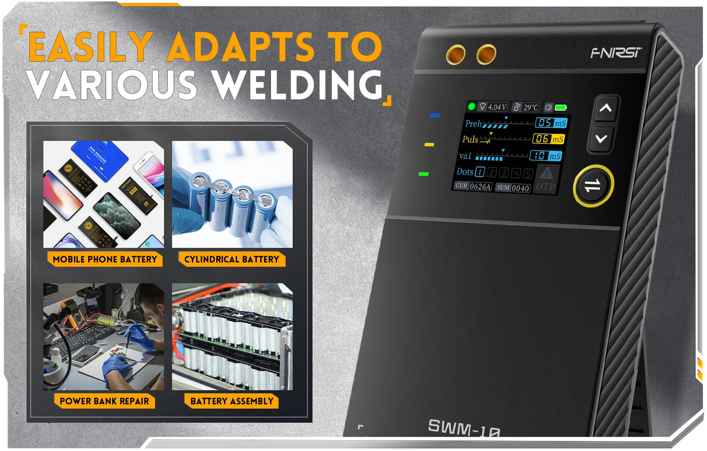 FNIRSI SWM-10 Precision DIY Assembly Device for 18650 Battery Packs, 5000mAh Built-in Power, Handles 0.25mm Material